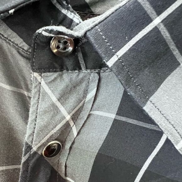 Zara Man plaid button down shirt Navy Grey slim fit size XL - Picture 10 of 16